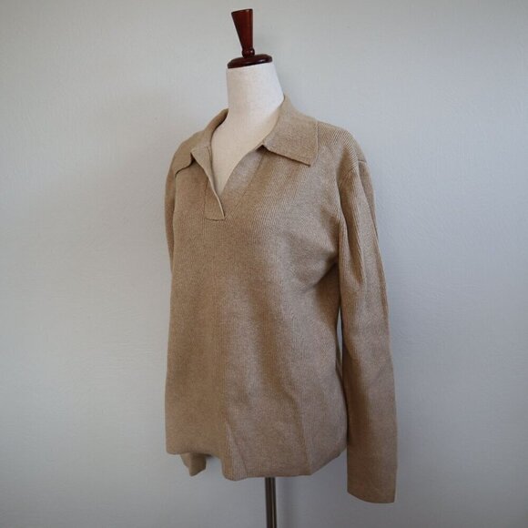 English Factory Beige Oversized Collared Sweater - Picture 1 of 7